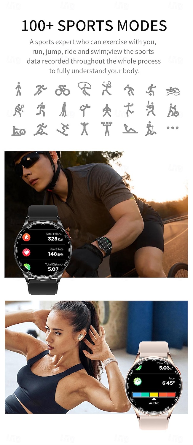 696 T97 Smart Watch 1.39 inch Smart Band Fitness Bracelet Bluetooth Pedometer Call Reminder Sleep Tracker Compatible with Android iOS Men Hands-Free Calls Message Reminder Watches with Earbuds IP 67 2025 - $83.99 –P13