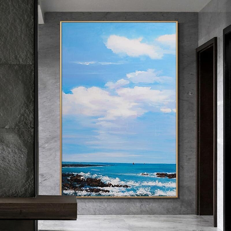 großes abstraktes Segelboot-Ölgemälde handgefertigte Leinwand Wandkunst nautische Meereslandschaft Ölgemälde auf Leinwand moderne Meereslandschaft Ölgemälde Wandkunst Gemälde für Wohnzimmer 2025 - $75.99 –P2