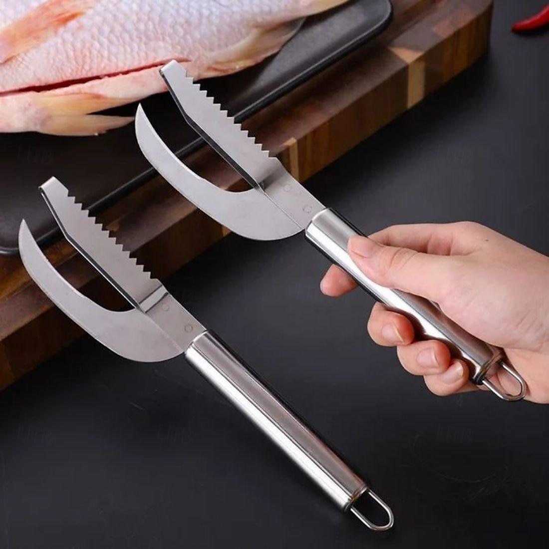 Couteau de nettoyage de poisson 3 en 1 - gratte, coupe et éviscère le poisson sans effort en acier inoxydable, léger - outil de préparation du poisson facile de 2025 ? $8.99 –P4
