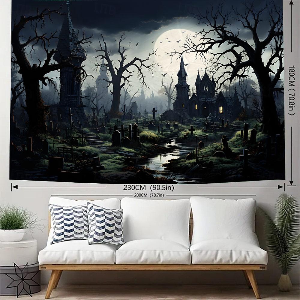 Halloween Creepy Forest Hanging Tapestry Wall Art Large Tapestry Mural Decor Photograph Backdrop Blanket Curtain Home Bedroom Living Room Decoration Glommy Ghost Graveyard 2025 - $13.99 –P2