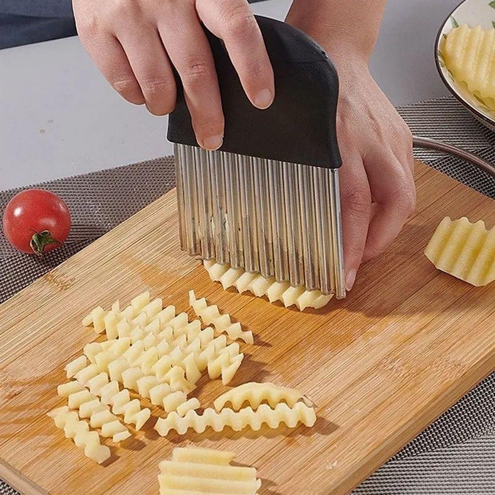 krajalnica do ziemniaków falowanych - ostrze ze stali nierdzewnej, ergonomiczny uchwyt, uniwersalna krajalnica do warzyw do ziemniaków, ogórków, marchwi 2025 - $8.99 –P1