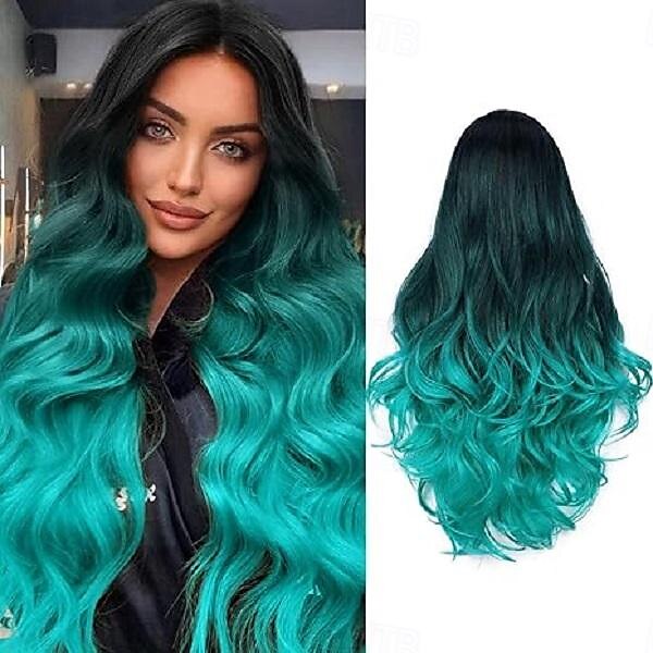 Synthetische Perucque Rechte Middeldeel Perucque Lange Rood Blauw Gember Ombre Groen Blonde Synthetische Haar Vrouwen Cosplay Zachte Feest Halloween Perucques 2025 - $20.99 –P2