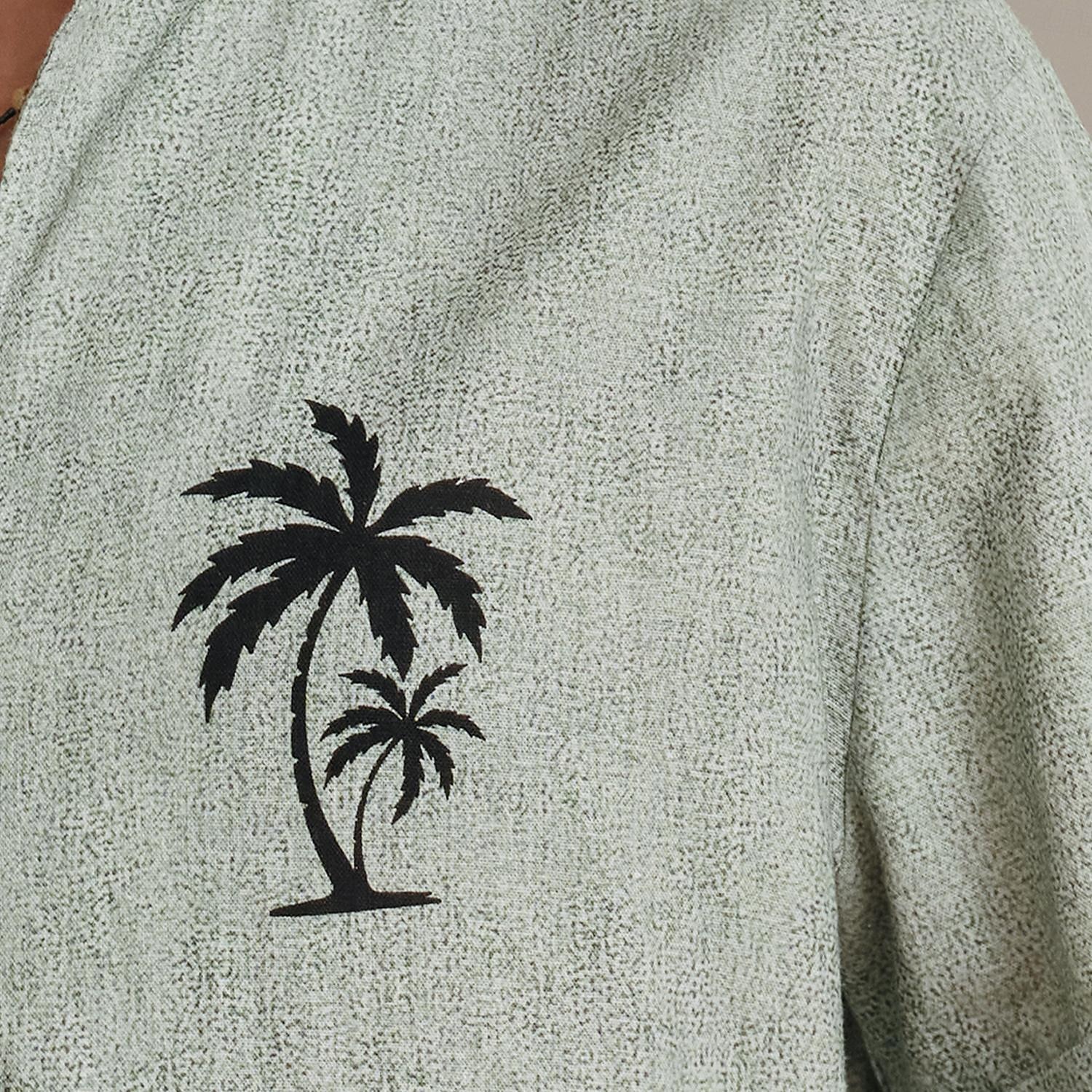 Voor heren Overhemd Linnen overhemd Groen Lange mouw Grafisch Bomen / bladeren Strijkijzer Overhemdkraag Buiten Causaal Knop Kleding 2025 - $22.99 –P3