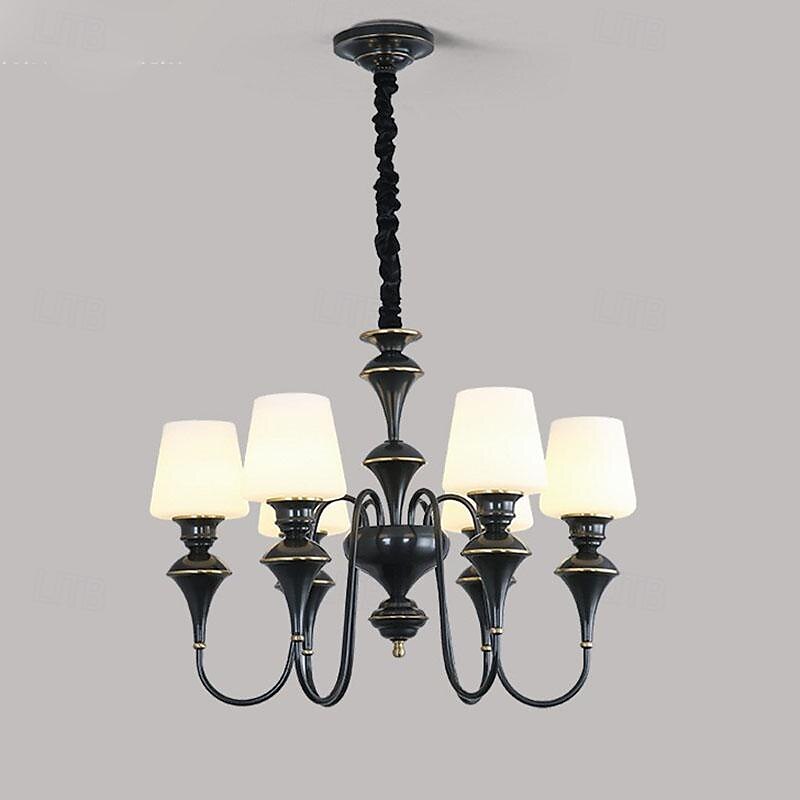 led lysekrone varm hvit 5/6/8-lys 5w retro rustikk stearinlys stil e14/e12 pendel lanterne design metall glass innfelt lysekrone belysning for gang trapp kjøkken 110-240v 2025 - $507.39 –P6