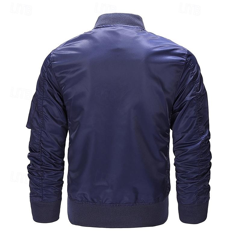Herren Bomberjacke übergangsjacke Ausgehen Tasche Frühling & Herbst Einfach Klassisch Stehkragen Regulär Schwarz Gelb Rot Königliches Blau Hellgrau Jacken 2025 - $47.99 –P10