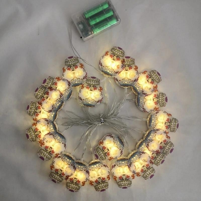 1 قطعة 1.5 متر 10 مصابيح LED سلسلة جمجمة ضوء فانوس مطلي على شكل جمجمة لتزيين عطلة الهالوين 2025 - $10.49 –P6