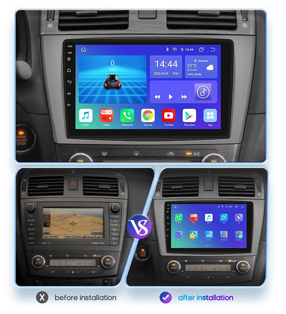 Автомагнитола на базе Android 12 для Toyota Avensis T27 2008-2015, мультимедийный плеер с GPS-навигацией, carplay 2025 - $238.09 –P3