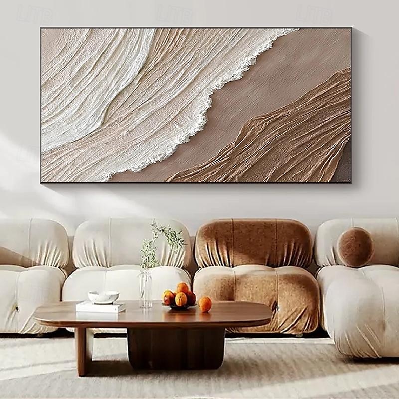 beige brun 3d målning handgjord brun wabi sabi konstverk oljemålning handmålad texturerad oljemålning beige oljemålning brun abstrakt canvas konst modern horisontell dekor konst 2025 - $83.99 –P4