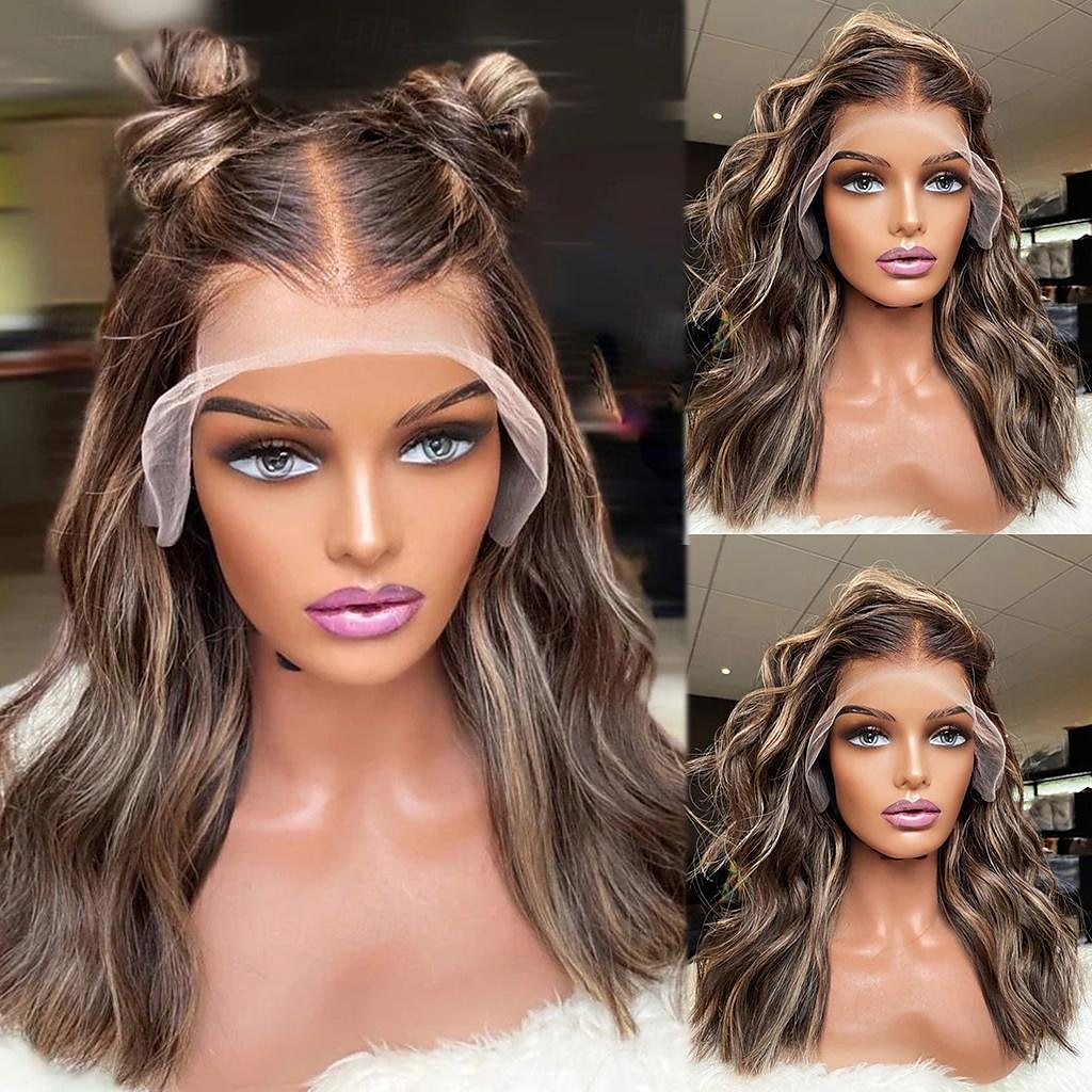 Human Hair 13x4 Lace Front Wig Free Part Vietnamese Hair Wavy Multi-color Wig 130% 150% Density with Baby Hair Ombre Hair Highlighted / Balayage Hair Pre-Plucked For Women Long Human Hair Lace Wig 2025 - $213.49 –P1