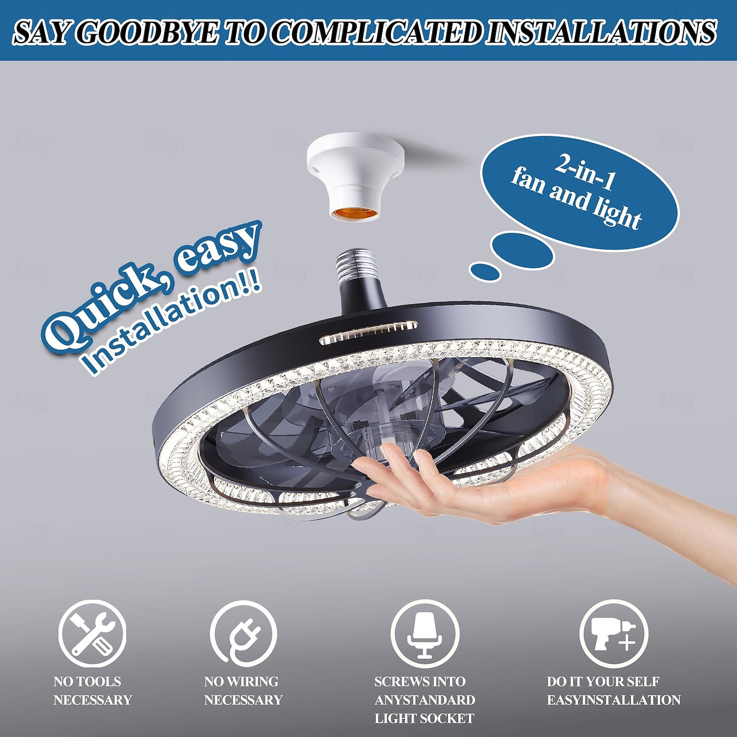 stropní ventilátor s teplým bílým světlem, 3 barvami světla, 3rychlostní LED nízkoprofilový zapuštěný stropní ventilátor do kuchyně 2025 - $151.99 –P1