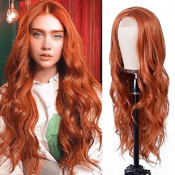 Parrucca Lunga Ondulata per Donne Parte Centrale Parrucca Lunga Ondulata Riccia Resistente al Calore Parrucca Sintetica Aspetto Naturale Fibra Parrucca Halloween Cosplay Festa del 2025 a $19.99 –P5
