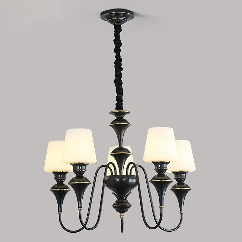 led lysekrone varm hvit 5/6/8-lys 5w retro rustikk stearinlys stil e14/e12 pendel lanterne design metall glass innfelt lysekrone belysning for gang trapp kjøkken 110-240v 2025 - $507.39 –P7