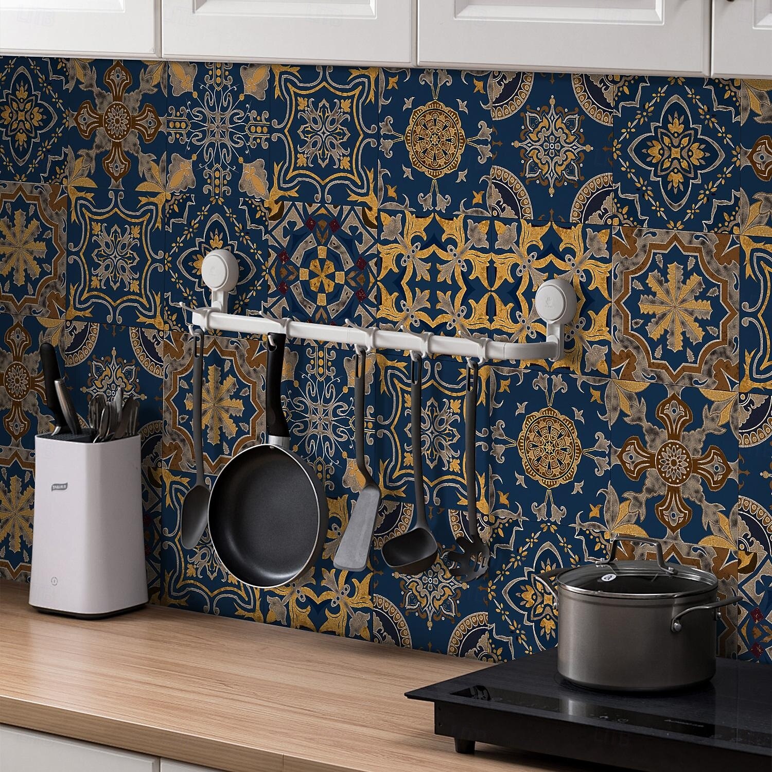 2026年 24枚のモロッコ風タイルステッカー、厚手のクリスタルフィルムPVC壁用デカール、防水 &耐油性、取り外し可能なレトロなタイル壁装飾、バスルーム、キッチン、ヴィンテージホーム  コレクション – $11.99 –P6