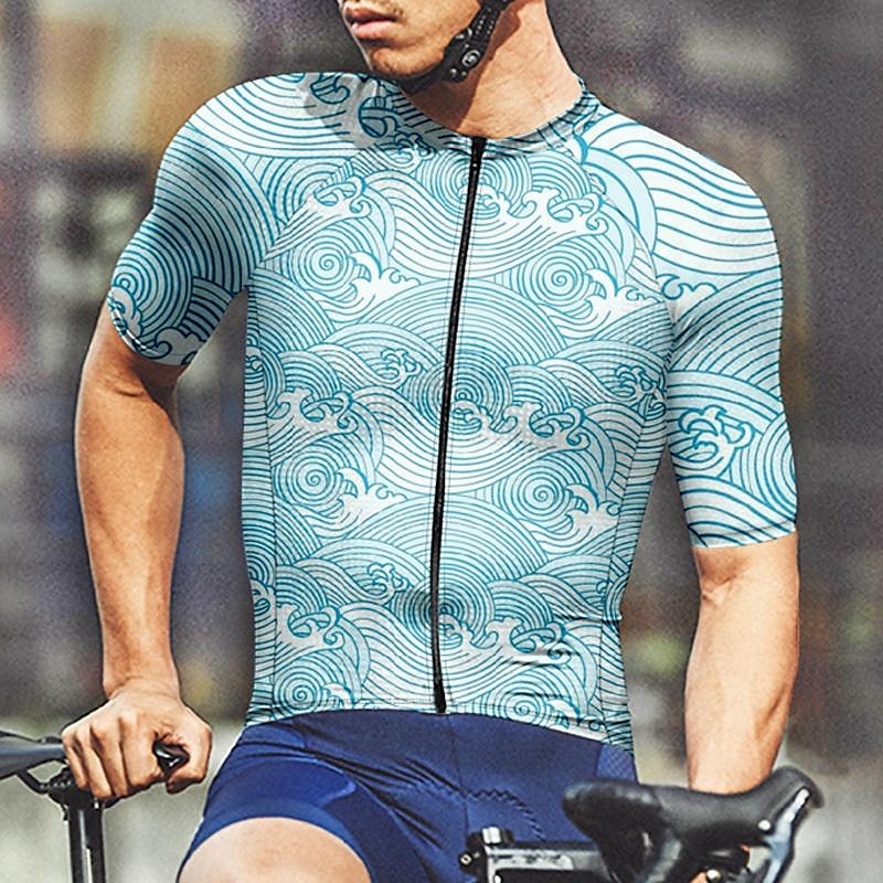 Pánské Cyklodres Krátký rukáv Kolo Tričko Dres Vrchní část oděvu se 3 zadními kapsami Horská cyklistika Prodyšné Rychleschnoucí Nebeská modř Grafika Sportovní Oblečení 2025 - $30.99 –P4