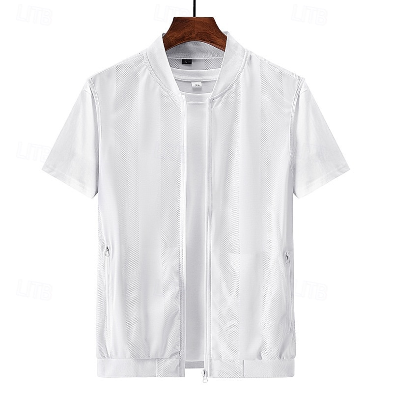 Men's Vest Gilet Fishing Vest Hiking Vest Gilet Jacket Outdoor Street Daily Going out Streetwear Casual Spring Fall Pocket Polyester Nylon Breathable Plain Zipper Stand Collar Regular Fit Black White 2026 - $24.99 –P6
