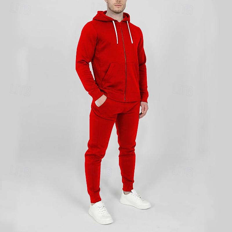 Men's Tracksuit Jogging Suit 2 Piece Full Zip Casual Fall Long Sleeve Breathable Soft Fitness Gym Workout Running Sportswear Activewear Color Block Dark Grey Black White 2025 - $27.99 –P1
