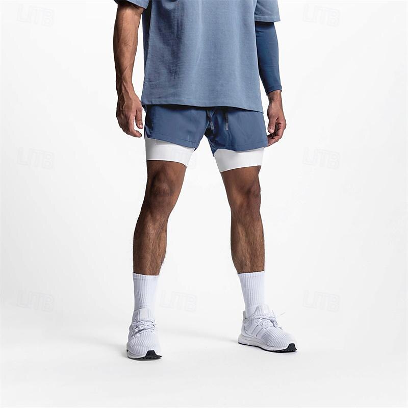 Hombre Pantalones Cortos Running Shorts de gimnasio Pantalones de chándal Bolsillo Correa 2 en 1 Cintura elástica Bermudas Exterior Deporte Deportivo Secado rápido Ligero Suave Maratón Corriendo 2025 - $18.99 –P10