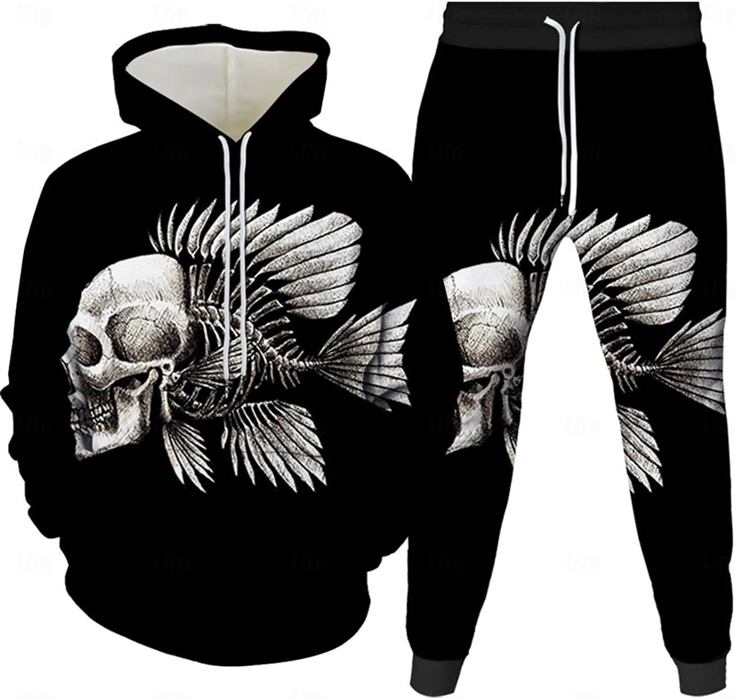 Skeleton Skull Outfits Hoodie Tracksuit Anime 3D Front Pocket Graphic For Couple's Men's Women's Adults' Halloween Carnival Masquerade 3D Print Casual Daily 2025 - $38.99 –P3