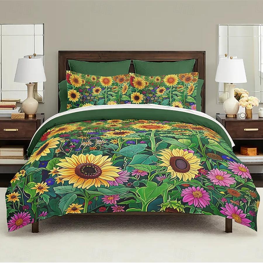 set copripiumino floreale botanico - include copripiumino e federe - design elegante e ispirato alla natura - tessuto morbido e confortevole - perfetto per l'arredamento della camera da letto del 2025 a $68.99 –P2