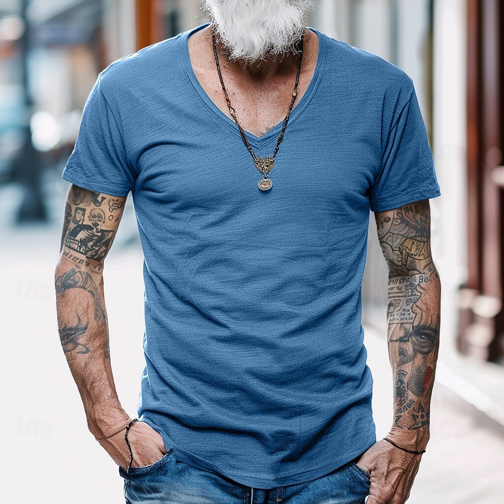 Per uomo Maglietta Maglie traspiranti Manica Corta Scollo a V Semplice Sport Essenziale Casual Morbido Casa Streetwear Casual Esercito verde blu navy Nero Maglietta Top per Uomo del 2025 a $13.99 –P10