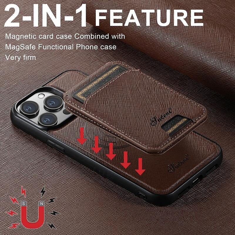 2025年 電話 ケース 用途 iPhone 16 iPhone 15 プロマックスプラス iPhone 14 13 12 Pro Max Plus バックカバー スタンド付き 磁石バックル ワイヤレス充電をサポート レトロ風 TPU PUレザー  コレクション – $24.99 –P14