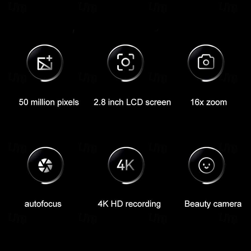 High definition anti shake 6800W true 4K high-definition digital student camera 16x zoom camera and video recorder 2025 - $56.99 –P2