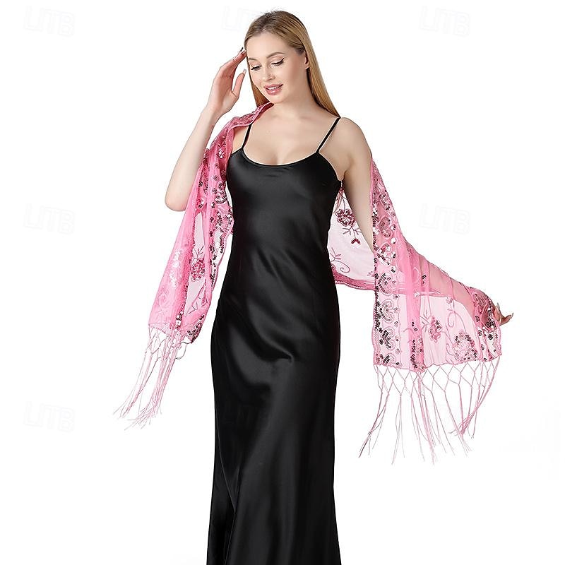 lange sjalomslag for kvinner fra 1920-tallet, kveldssjal med paljetter for kvinner formell/fest/bryllup/formell/harlem night 2025 - $27.99 –P16