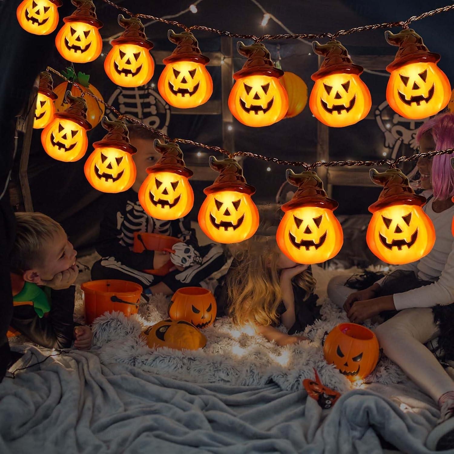 solenergi halloween gresskar string lys lyser opp gresskar jack o lanterne 5m 20leds 7m 30leds 8 moduser husholdning vanntett for halloween hage hage hage plen balkong dekorasjon 2025 - $32.99 –P2