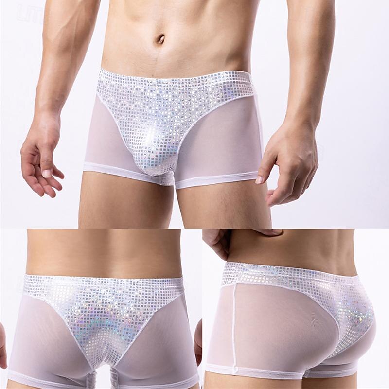 Men's 1 PCS Boxers Underwear Boxer Shorts Patchwork Polyester Breathable Soft Comfortable Plaid Color Block Mid Rise Black White 2025 - $8.99 –P6