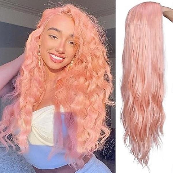 Perruques longues ondulées longue perruque bouclée pour femmes partie centrale look naturel cheveux synthétiques Halloween cosplay soirée de 2025 ? $18.99 –P2