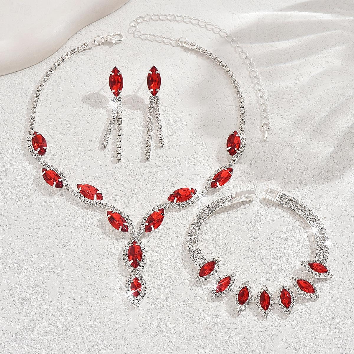 Seturi de bijuterii 4 buc Ștras Aliaj Cercei Coliere Brățări Pentru femei Elegant Epocă Modă Geometric Geometric Shape Set de bijuterii Pentru Nuntă Petrecere Aniversare 2025 - $17.49 –P3