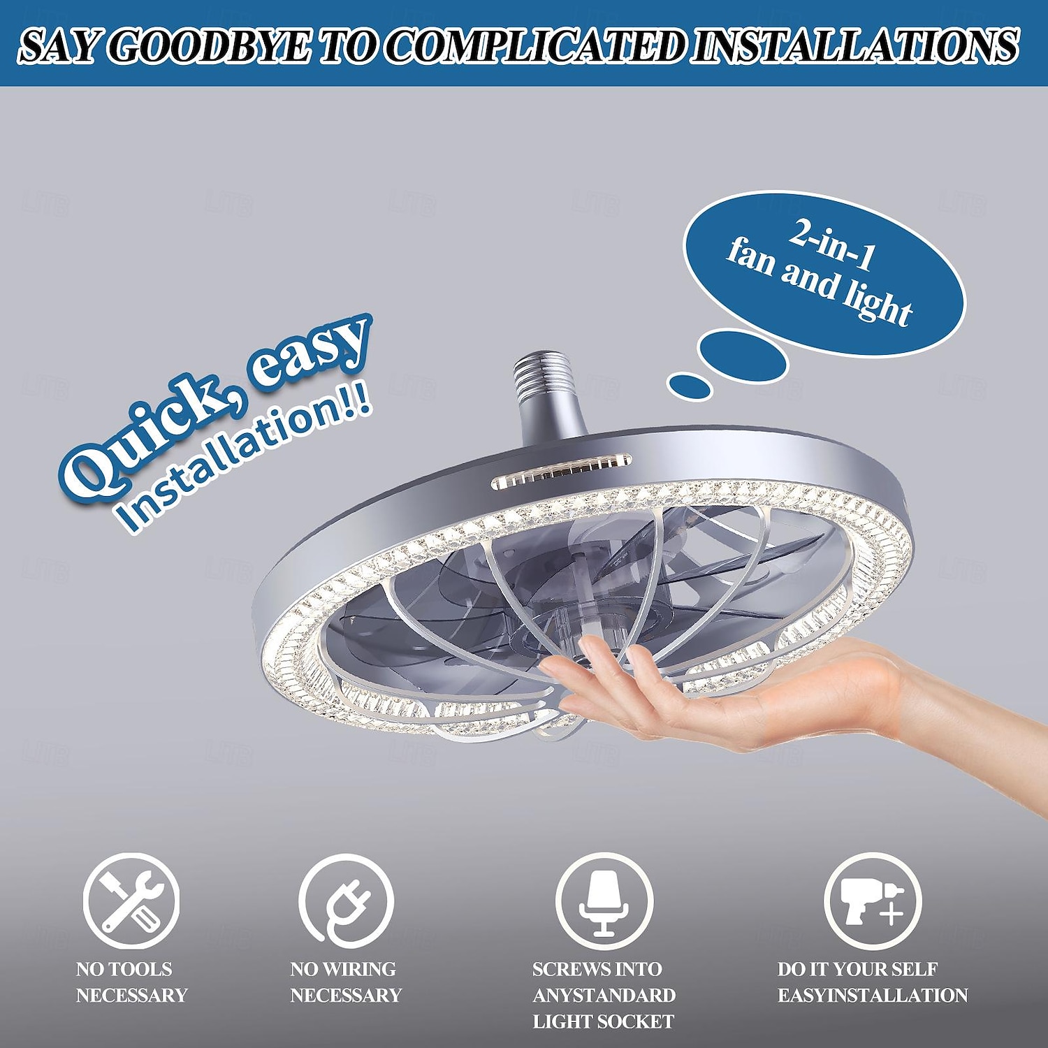 stropní ventilátor s teplým bílým světlem, 3 barvami světla, 3rychlostní LED nízkoprofilový zapuštěný stropní ventilátor do kuchyně 2025 - $151.99 –P2