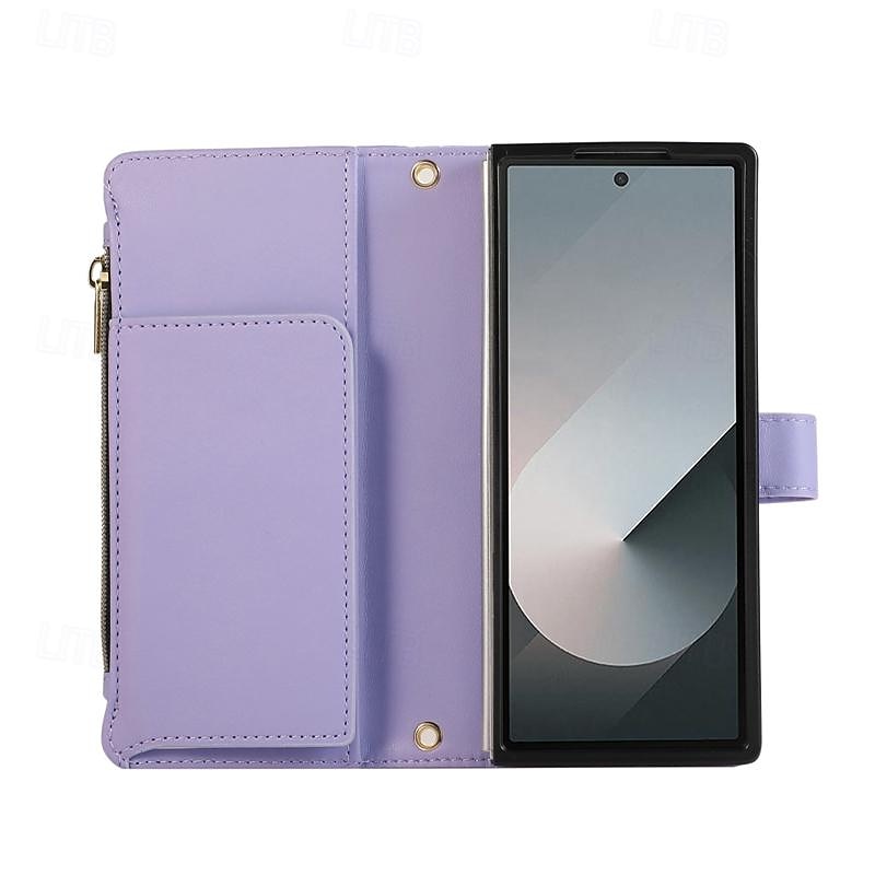 телефон Кейс для Назначение SSamsung Galaxy Z-сгиб 6 Z Fold 5 Z Fold 4 Z Fold 3 Кошелек для карт со стендом Магнитный Молния Ретро ТПУ Кожа PU 2025 - $18.99 –P17