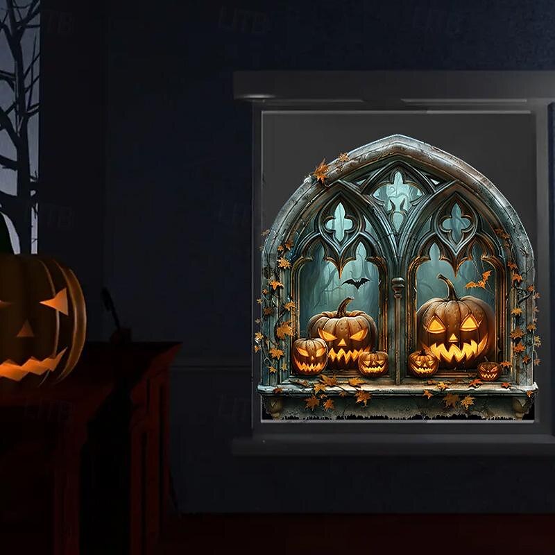 halloween horror hole tökfejes falmatricák - öntapadó vízálló matricák parti dekorációhoz, ajtókhoz és ablakokhoz 2025 - $7.99 –P4