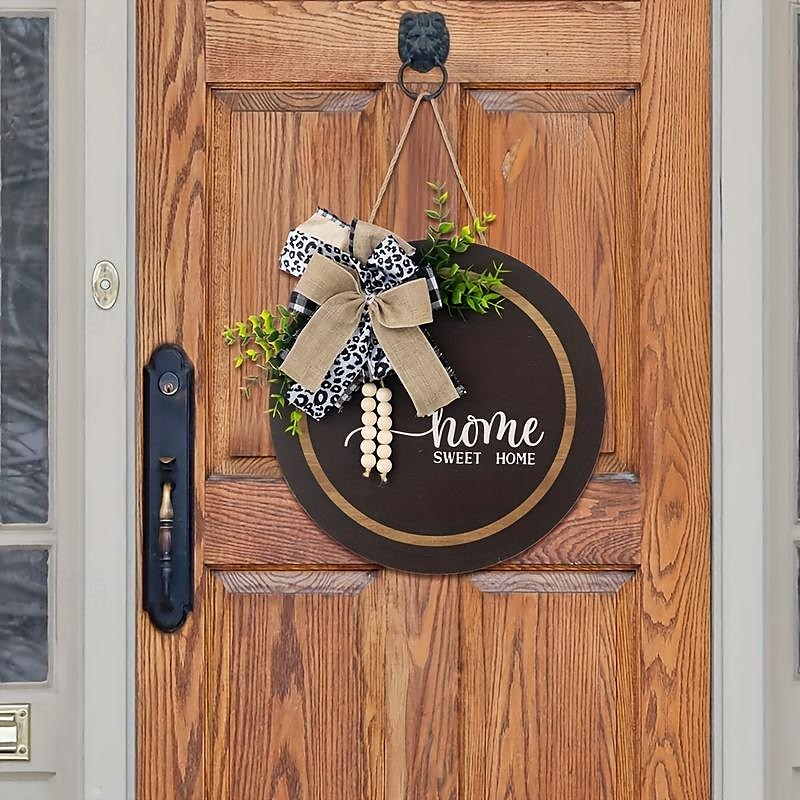 1pc Crafting 12 Inches Welcome Sigh For Front Door Big Wooden Wreath Welcome Wreath Farmhouse Front Door Decoration Housewarming Gift for Home Outdoor Indoor 2025 - $13.99 –P9