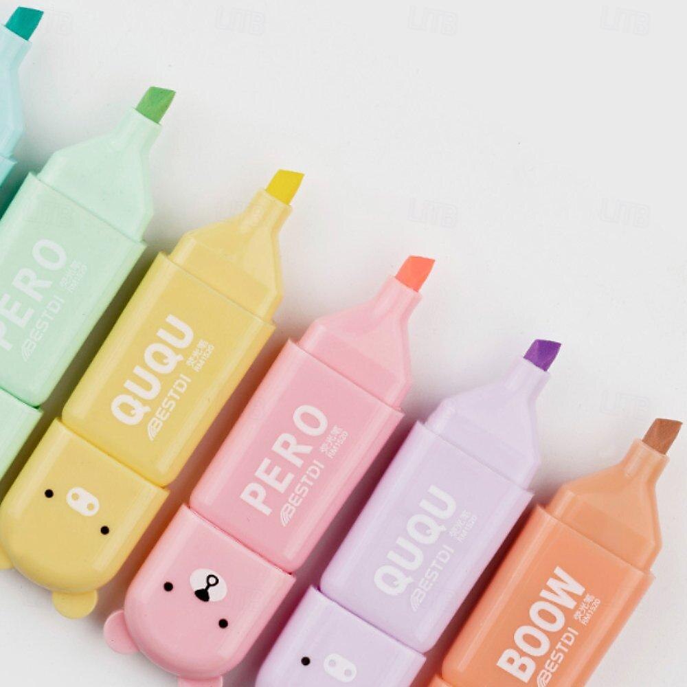 Mini-Textmarker in Bärenform, Farbmarker, Hauptbuchstift, Schulanfang, Schulbedarf, Marker, 6 Stück/Set 2025 - $14.99 –P5