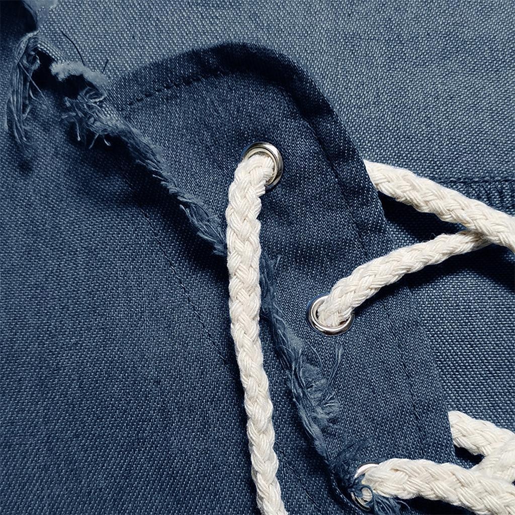 Męskie Koszula Koszula Chambray Koszula Calico Letnia koszula Dżinsowa koszula Granatowy Ciemnoniebieski Jasnoniebieski Krótki rękaw Jednokolorowe Stójka Codzienny Święto Ściągana na sznurek Odzież 2026 - $24.99 –P6