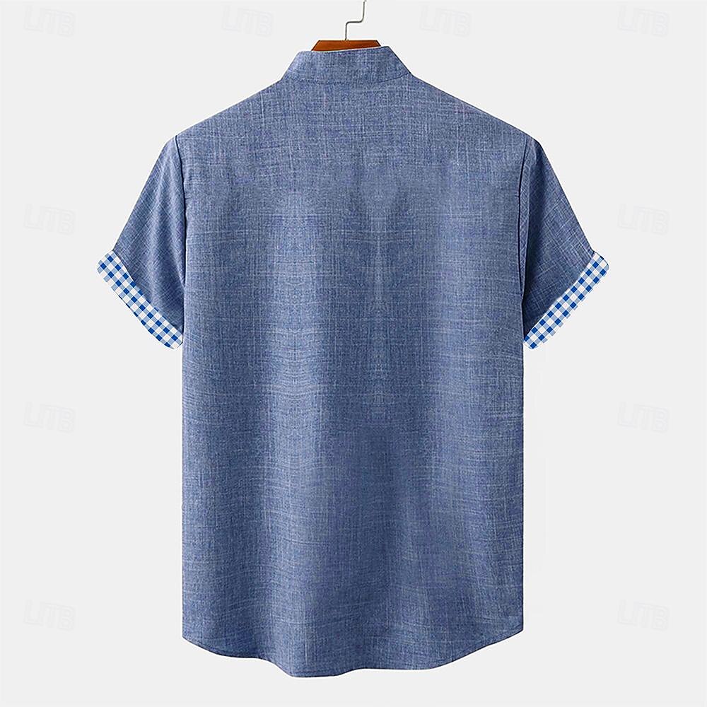 Per uomo Camicia camicia di lino Camicia da spiaggia Camicia hawaiana Albero di cocco Esterno Da mare Blu marino Blu Verde Kaki Maniche corte Collo ripiegabile Estate Abbigliamento del 2025 a $24.99 –P2