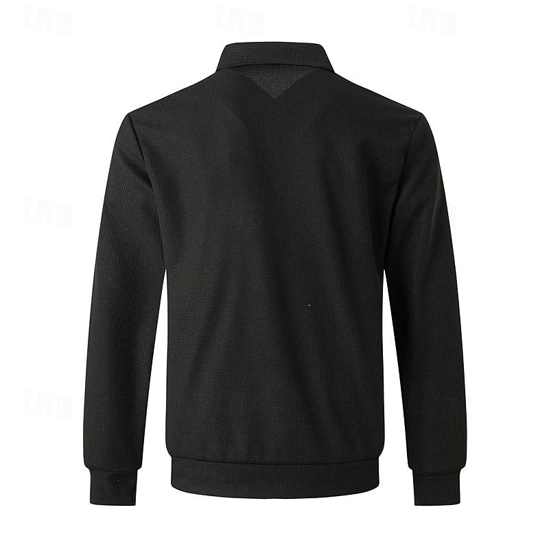 Herren Leichte Jacke Waffeljacke Sommerjacke Hemdjacke Urlaub Täglich Weich Tasche Frühling & Herbst Einfach Mode Klassisch Revers Regulär Waffelstoff Schwarz Weiß Blau Khaki Grau Jacken 2025 - $27.99 –P7