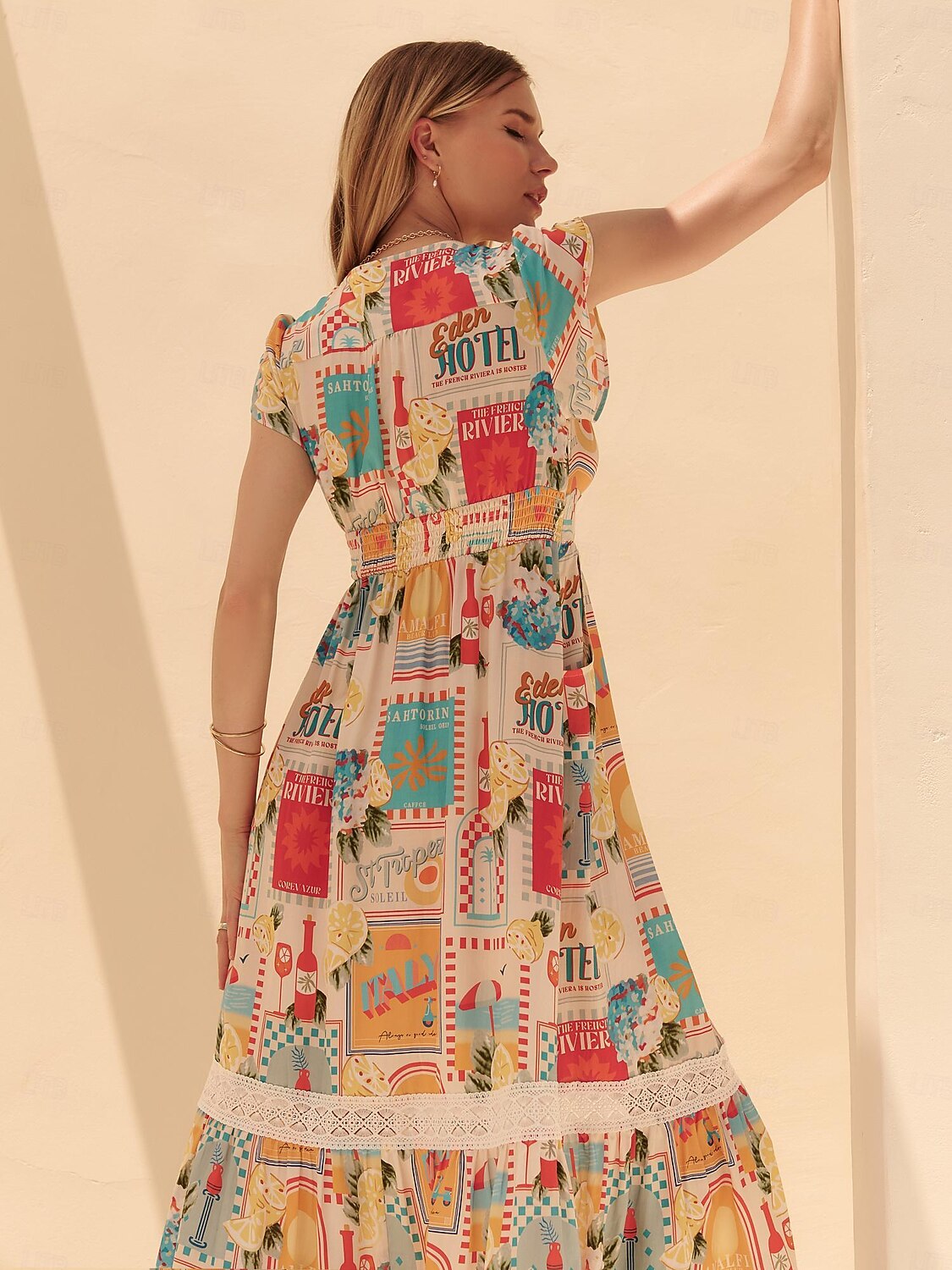 Tencel Puff Balloon Sleeve V Neck Maxi Dress 2025 - $82.99 -P2