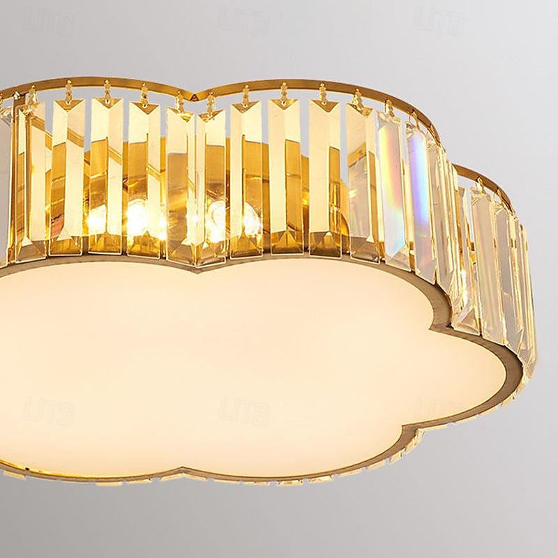 plafoniere a led plafoniera in cristallo sorgente luminosa a 3 colori 30/40 / 50cm fiore a 3 luci montaggio ad incasso dimmerabile moderno stile nordico cristallo metallo e27 per camera da letto del 2025 a $136.99 –P4