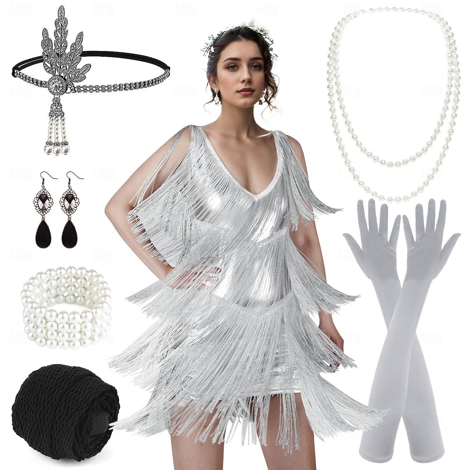 Abito Vintage Anni '20 Con Paillettes E Frange: Vestito Da Ballo, Cocktail E Festa A Tema Gatsby, Donna