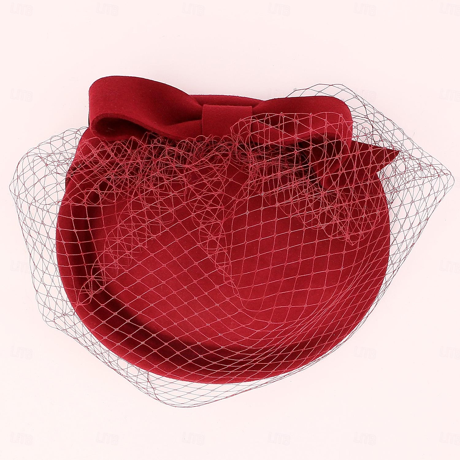 Kapelusze 100% wełna beret kapelusz fedora ślub koktajl elegancki ślub z czystym kolorem tiulowe nakrycie głowy nakrycia głowy 2025 - $33.99 –P10