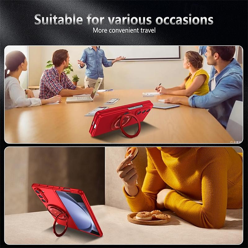 Phone Case For Samsung Galaxy Z Fold 7 Z Fold 6 Z Fold 5 Magnetic Adsorption with Stand Holder Support Wireless Charging Shockproof PC 2025 - $20.99 –P10