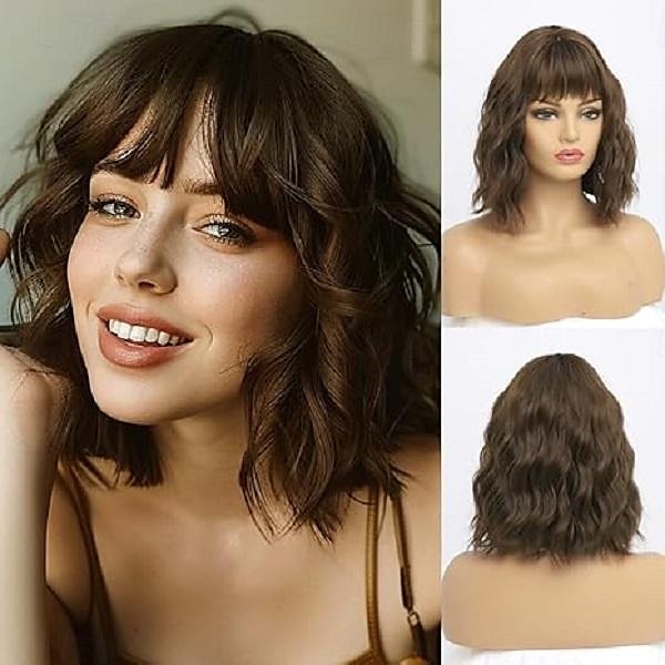 Ombre Blonde Wigs for Women Short Wavy Wig with Bangs Ash Blonde Bob Wig with Dark Roots Medium Length Natural Synthetic Hair for Daily Party& Cosplay Halloween Wigs 2025 - $18.49 –P4