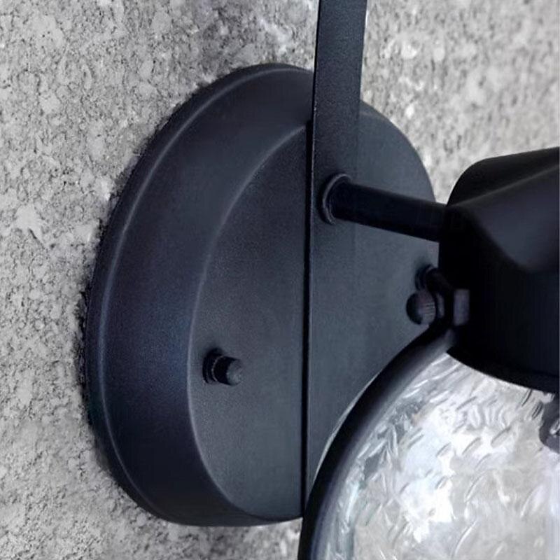 lanterna da parete impermeabile lampada da carrozza esterna applique da parete nera rustica, apparecchio di illuminazione per portico ip54 supporto a parete, paralume in vetro seminato lampada da del 2025 a $132.99 –P5