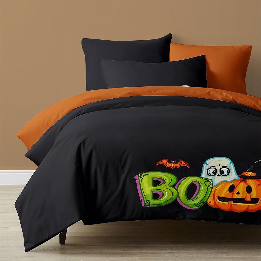 kolekce halloween sada povlaků na přikrývky Jack o lucerna dýně 3dílná sada super měkká šetrná k pokožce s dlouhou životností 2025 - $41.99 –P28