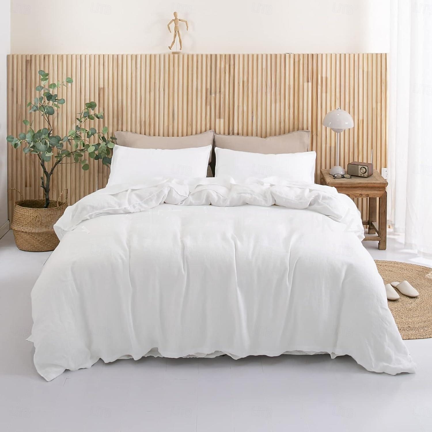 Cotton Duvet Cover 100% Linen Coconut White Duvet Cover Queen Size, Soft and Breathable Queen Duvet Cover Set for All Season 2025 - $50.99 –P5