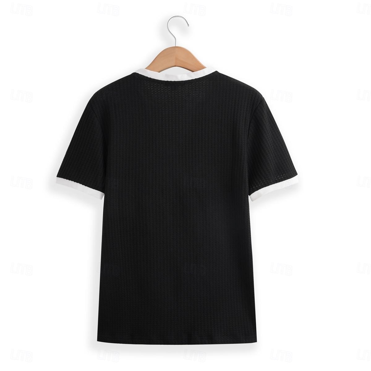 Per uomo Camicia Henley Waffle T-shirt in maglia waffle T-shirt Tinta unica A V Esterno Informale Manica corta Pulsante Lavorato a maglia Abbigliamento Di tendenza Originale Comodo del 2025 a $17.99 –P12