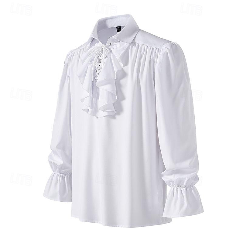 Punk og gotisk Kostymer i middelalderstil Renessanse Bluse / Skjorte Pirat Knekt Helfarge Kostyme Herre Pirat fantasi Royal Maskerade Ytelse Fest Maskerade Voksne Trøye 2026 - $12.49 –P6